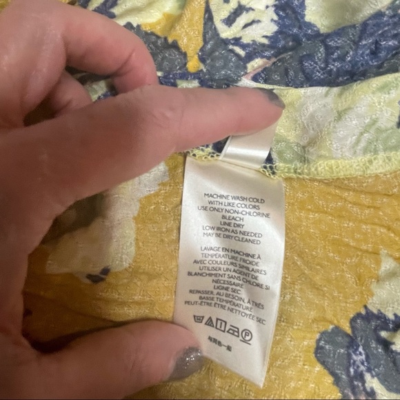 NWOT Free People Yellow Floral Brunch A ButtonUp Mini Dress/Blouse S - Picture 16 of 16